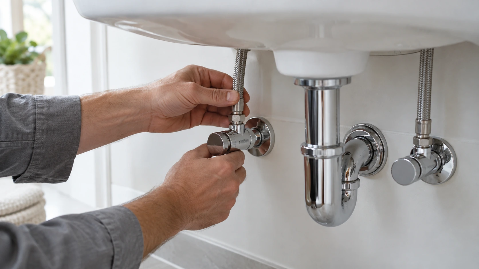 A residential plumbing supply connection