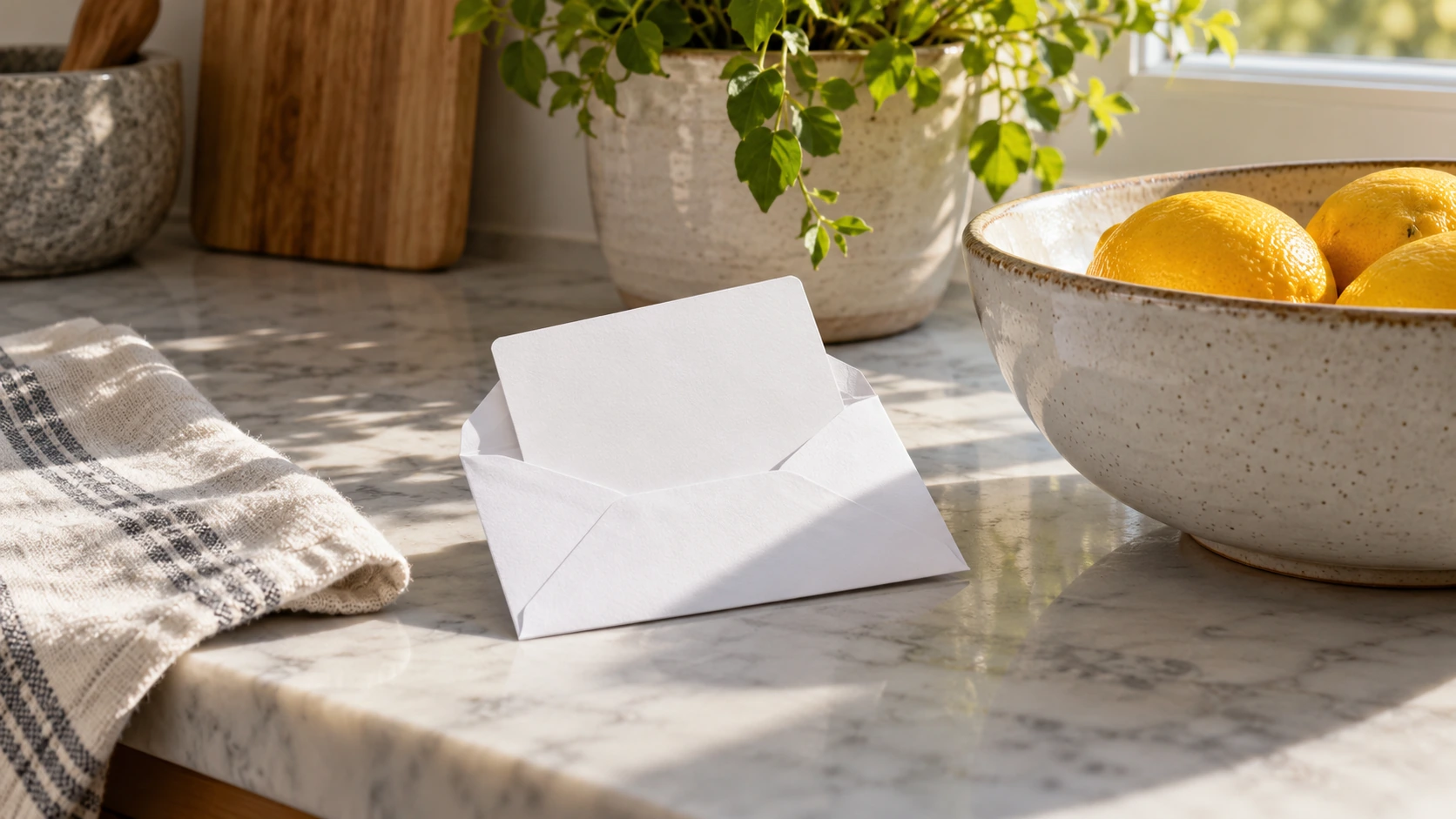 An unmarked gift card and plain envelope