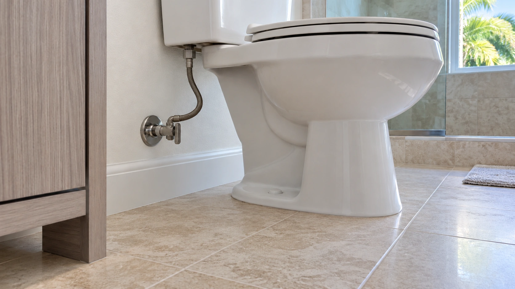 The same toilet with a dry floor.